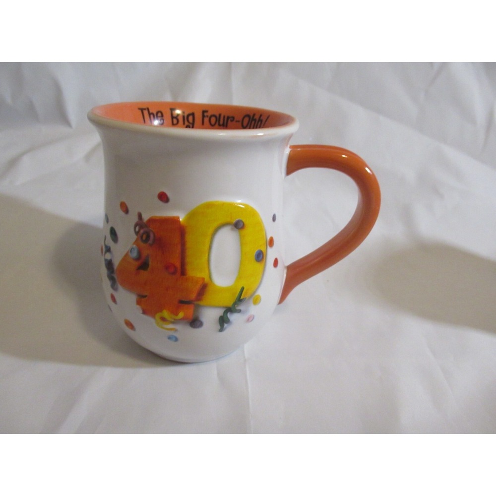 The Big Four-Ohh! 40 40th Birthday Cup Mug Confetti white  Multi 3D Effect Gift